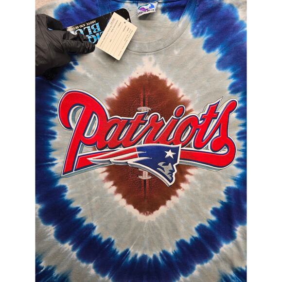 Vintage Liquid Blue New England Patriots Football Tie Dye Men's T-shirt Size XL - Picture 6 of 8